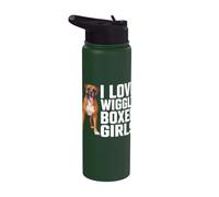 Me encanta Wiggly Boxer Girls, divertido meme de perro bóxer para mascotas Stainless Steel Insulated Water Bottle