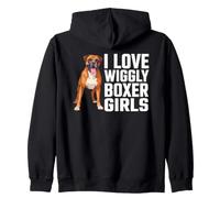 Me Encanta Wiggly Boxer Girls, Divertido Meme de Perro bóxer para Mascotas Sudadera con Capucha