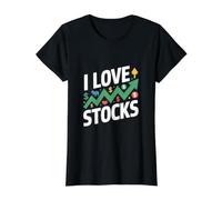 Me encantan Las acciones Diseño de Tendencia del Mercado alcista Camiseta gráfica económica, Mujer, Negro, L