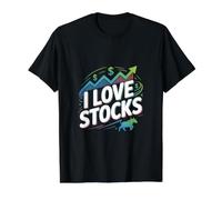 Me encantan Las acciones Diseño Entusiasta del Mercado de valores Camiseta gráfica económica, Hombre, Negro, M