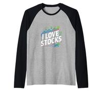 Me encantan las acciones Diseño entusiasta del mercado de valores Camiseta Manga Raglan