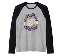 Me encantan Las berenjenas Pasión Vegetal Camiseta Manga Raglan