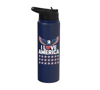 Me encantan las estrellas de America Eagle Wings Stainless Steel Insulated Water Bottle