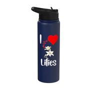 Me encantan las flores de lirio blanco, corazones y pétalos blancos florecen Stainless Steel Insulated Water Bottle