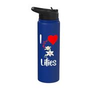 Me encantan las flores de lirio blanco, corazones y pétalos blancos florecen Stainless Steel Insulated Water Bottle