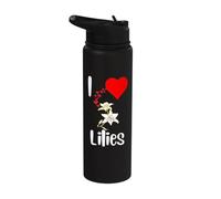 Me encantan las flores de lirio blanco, corazones y pétalos blancos florecen Stainless Steel Insulated Water Bottle