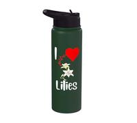 Me encantan las flores de lirio blanco, corazones y pétalos blancos florecen Stainless Steel Insulated Water Bottle