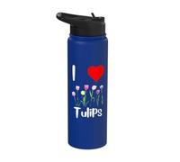Me encantan las flores de tulipán hermosos tulipanes florecen pétalos de flores Stainless Steel Insulated Water Bottle