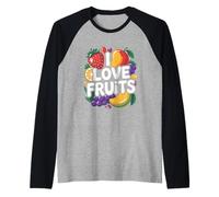 Me encantan las frutas, vibrant Fresh Delight Camiseta Manga Raglan
