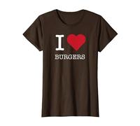 Me encantan Las Hamburguesas, me encantan Las Hamburguesas Camiseta, Mujer, Marrón, L
