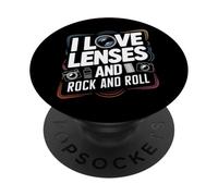 Me encantan Las Lentes y la fotografía de Rock and Roll Amantes de la música PopSockets PopGrip Adhesivo