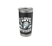 Me encantan las ostras Diversión Mariscos Pasión Vaso térmico de acero inoxidable de doble pared