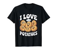 Me encantan Las Papas Lindas Caras sonrientes de Papa Camiseta gráfica económica, Hombre, Negro, XL