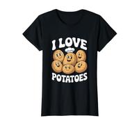 Me encantan Las Papas Lindas Caras sonrientes de Papa Camiseta gráfica económica, Mujer, Negro, XS