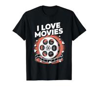 Me encantan Las películas Cinema Passion Reel Camiseta gráfica económica, Hombre, Negro, M