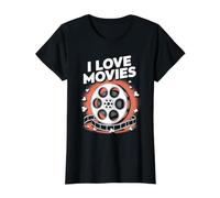Me encantan Las películas Cinema Passion Reel Camiseta gráfica económica, Mujer, Negro, L
