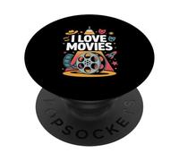 Me encantan Las películas: Film Reel Spotlight PopSockets PopGrip Adhesivo