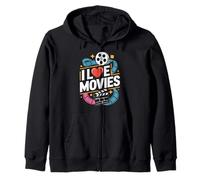 Me encantan Las películas Reel Film Buff Cinematic Sudadera con Capucha
