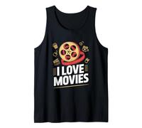 Me encantan las películas Reel Popcorn Film Buff Camiseta sin Mangas
