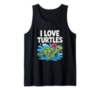 Me encantan Las Tortugas, Lindo Toque de Hibisco Tropical Camiseta sin Mangas
