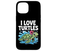 Me encantan las tortugas, lindo toque de hibisco tropical Carcasa para iPhone 15
