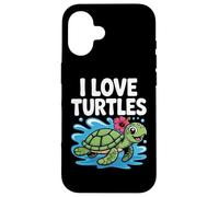 Me encantan las tortugas, lindo toque de hibisco tropical Carcasa para iPhone 16