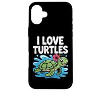 Me encantan las tortugas, lindo toque de hibisco tropical Carcasa para iPhone 16 Plus