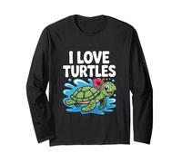 Me encantan las tortugas, lindo toque de hibisco tropical Manga Larga