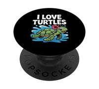 Me encantan las tortugas, lindo toque de hibisco tropical PopSockets PopGrip Adhesivo