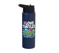 Me encantan las tortugas, lindo toque de hibisco tropical Stainless Steel Insulated Water Bottle