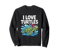 Me encantan las tortugas, lindo toque de hibisco tropical Sudadera