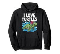 Me encantan Las Tortugas, Lindo Toque de Hibisco Tropical Sudadera con Capucha