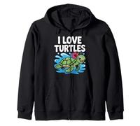 Me encantan las tortugas, lindo toque de hibisco tropical Sudadera con Capucha