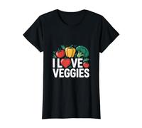 Me encantan Las Verduras una Vida apasionada y Saludable Camiseta gráfica económica, Mujer, Negro, M