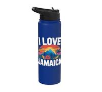 Me encantan las vibraciones de Jamaica Sunset Tropical Island Stainless Steel Insulated Water Bottle