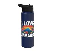Me encantan las vibraciones de Jamaica Sunset Tropical Island Stainless Steel Insulated Water Bottle