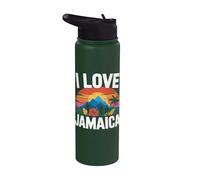 Me encantan las vibraciones de Jamaica Sunset Tropical Island Stainless Steel Insulated Water Bottle