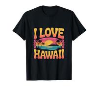 Me encantan Las Vibraciones Retro de Hawaii al Atardecer Camiseta