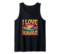 Me encantan Las Vibraciones Retro de Hawaii al Atardecer Camiseta sin Mangas