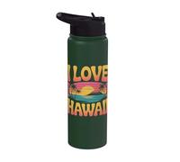 Me encantan las vibraciones retro de Hawaii al atardecer Stainless Steel Insulated Water Bottle