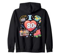 Me encantan las vibraciones retro de la ilustración gráfica de los 80 Sudadera con Capucha