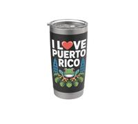 Me encantan las vibraciones tropicales de Coqui Frog de Puerto Rico Vaso térmico de acero inoxidable de doble pared