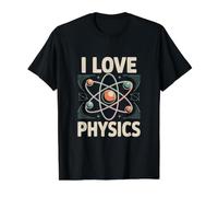 Me encantan los Amantes de la Ciencia atómica de la física Camiseta gráfica económica, Hombre, Negro, L