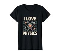 Me encantan los Amantes de la Ciencia atómica de la física Camiseta gráfica económica, Mujer, Negro, L