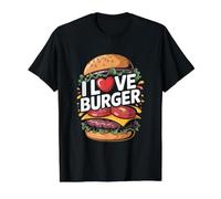 Me encantan los Amantes de Las Hamburguesas, jugosas y deliciosas Empanadas Camiseta gráfica económica, Hombre, Negro, S
