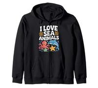 Me encantan los Animales Marinos, la Fauna Marina, Linda. Sudadera con Capucha