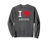Me encantan los Artistas, me encantan los Artistas Sudadera, Unisex para Adultos, Jaspeado Oscuro, L