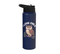 Me encantan los búhos, encantadores amantes del arte de los búhos Stainless Steel Insulated Water Bottle