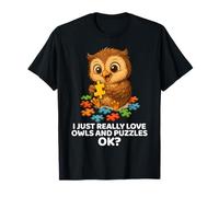 Me encantan los búhos y los rompecabezas para amantes de los búhos, divertidos y lindos Camiseta