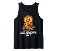 Me encantan los búhos y los rompecabezas para amantes de los búhos, divertidos y lindos Camiseta sin Mangas